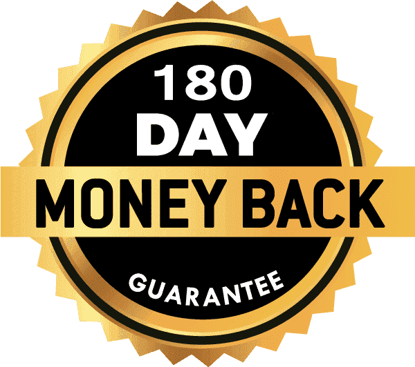 180-Day Money Back Guarantee seal